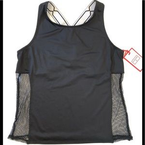 Hunter Women’s Activewear Sleeveless Tank Top Black Mesh Detail Size M NWT